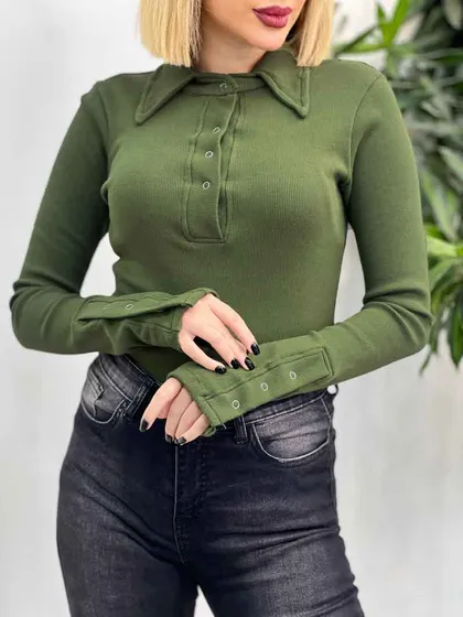 بادی یقه دار دکمه چسبان