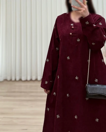کفتان زنانه تمام گلدوزی مدل برگ