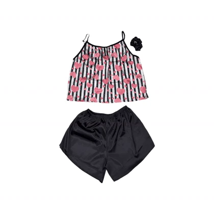 ست نیم‌تنه و شلوارک طرح قلب 093