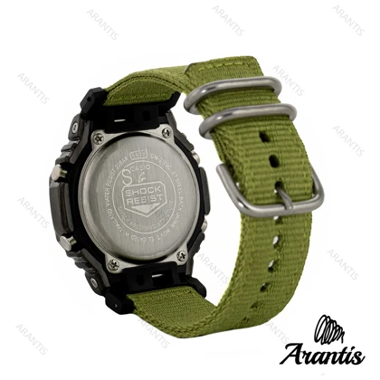 جی شاک مردانه GM-2100 مشکی بند برزنت سبز m-2237