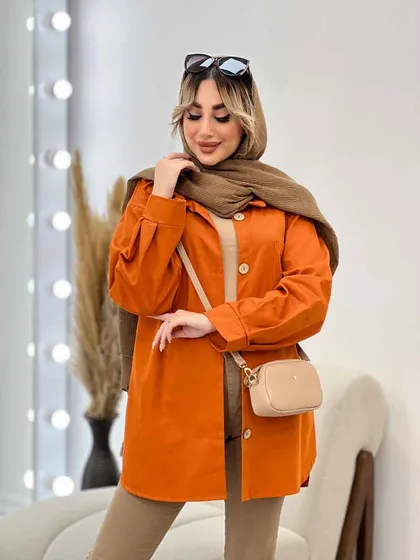 مانتو دو جیب دکمه چوبی