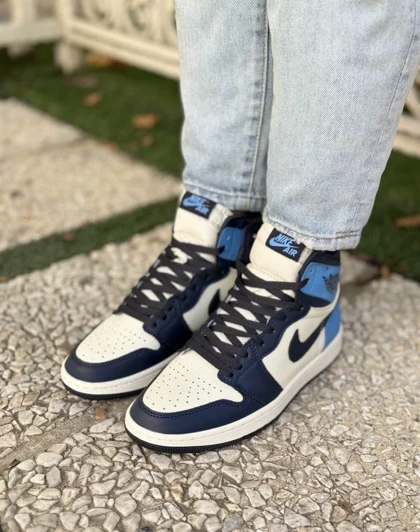 کتانی نایک ایر جردن وان ساق‌دار ابسیدین Nike Air Jordan 1 Retro High Obsidian UNC