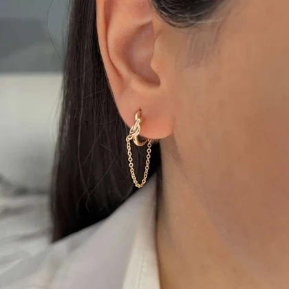 گوشواره زنانه طرح گره با آویز ژوپینگ، ظرافت در اوج سادگی