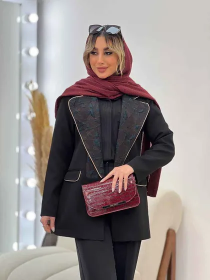 مانتو مازراتی یقه انگلیسی طرح دار