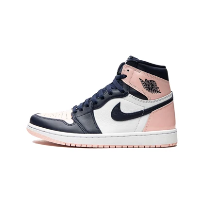 کفش نایک ایر جردن وان ساق‌دار اتومسفر بابل جام صورتی سرمه ای Nike Air Jordan 1 High Atmosphere Bubblegum Pink Navy