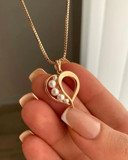 نیم ست قلب و مروارید ژوپینگ