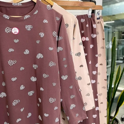 ست تیشرت و شلوار قلب پلنگی زنانه