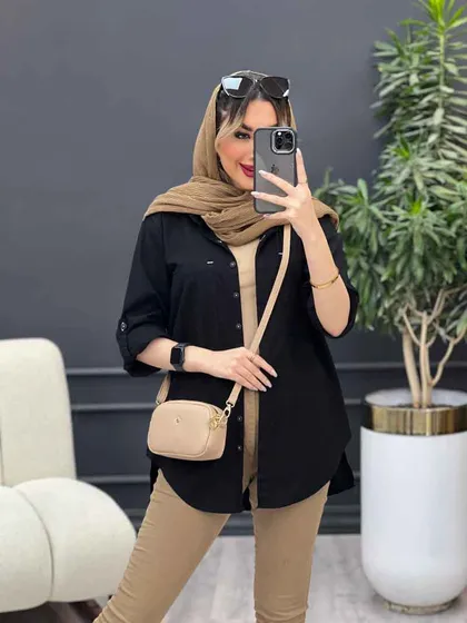 مانتو لینن رنگی بغل پنج دکمه