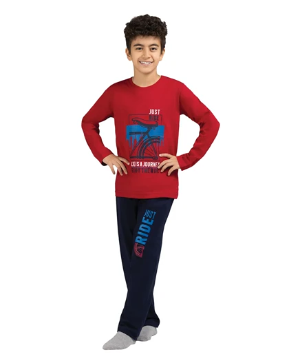 ست راحتی پسرانه آستین بلند نخ پنبه طرح enjoy ride