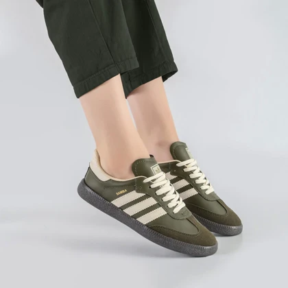 کفش و کتانی زنانه و دخترانه مدل آدیداس سامبا ADIDAS_SAMBA رنگ کرم یشمی کد F101