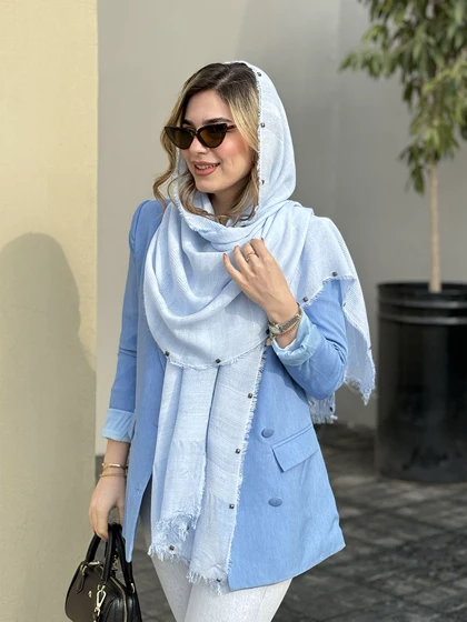 شال نخی حاشیه پرچ دار لارا کد 763