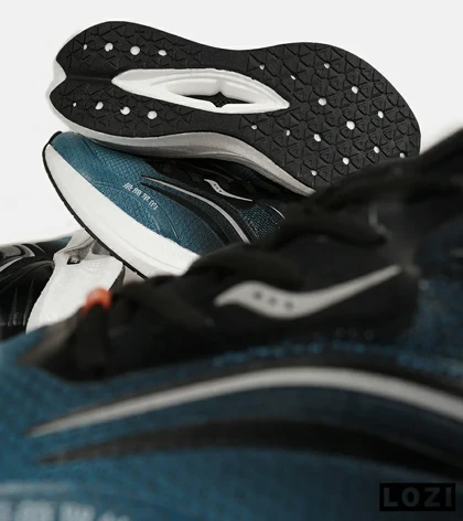 کفش کتانی مشکی آبی Saucony Ride Review v.2 مدل 7395