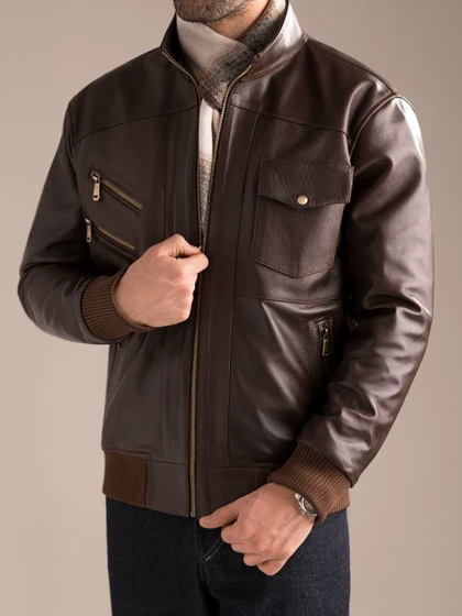 کاپشن چرم طبیعی کارلوتی کد j200