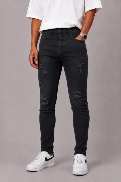 شلوار جین مردانه اسکینی مشکی / کد 3/15/5