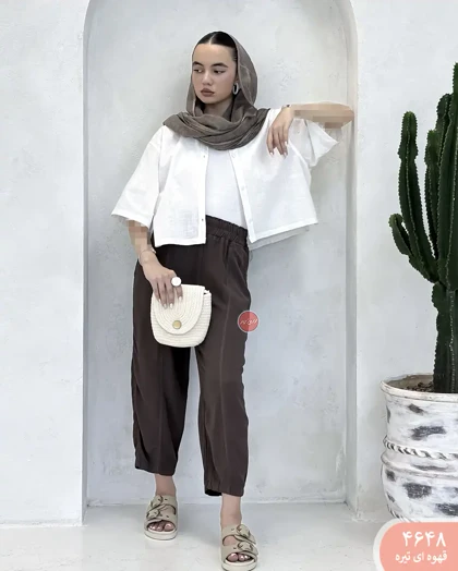 شلوار لینن خمره ای رویال 4648