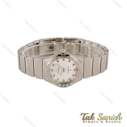 ساعت امگا کانسلیشن زنانه تمام نقره ای ایندکس نگین Omega-4785-L