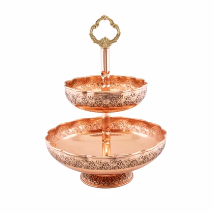 میوه خوری 2 طبقه مس دیبا رنگ مسی کد 1054