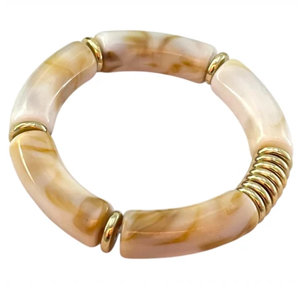 دستبند بنگل زنانه رزینی سگمنت‌شده مدل مارورا شیری‑عسلی