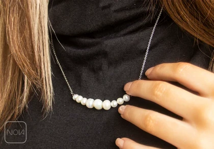 گردنبند استیل مروارید خطی