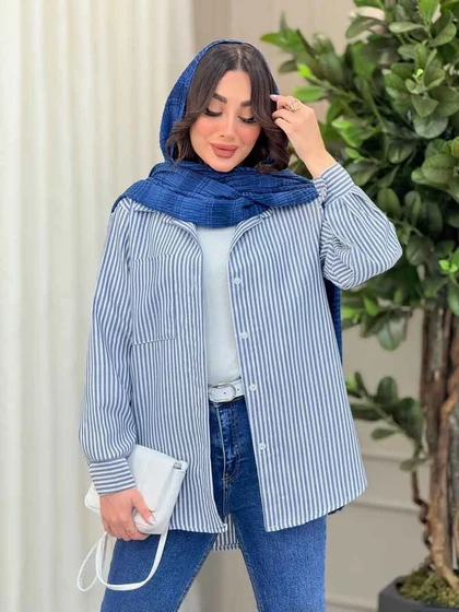 شومیز راه راه تک جیب