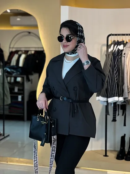 بارانی چهار دکمه ذغالی 010208