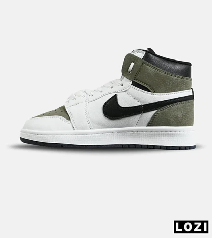 کفش کتانی ساق‌دار مردانه و زنانه سفید مشکی سبز NIKE jordan 1 مدل 7696