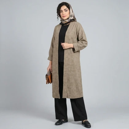 مانتو زنانه موهر بیسکویتی پاییزی