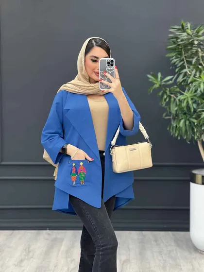 مانتو داکرون جیب گلدوزی بغل چاک
