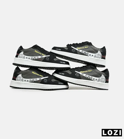 کفش کتانی مردانه و زنانه مشکی طوسی سفید NIKE travis scott