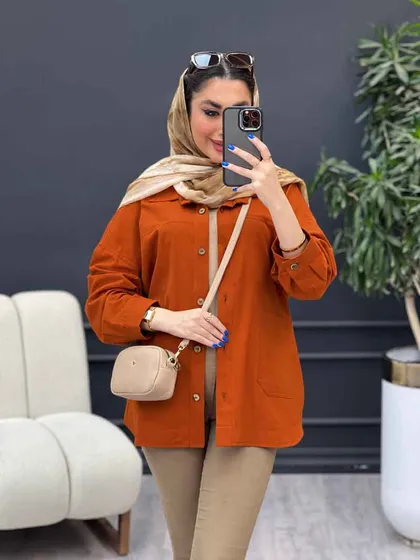 مانتو برش‌دار دو جیب روژین