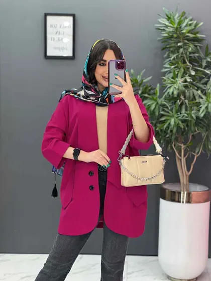 مانتو یقه کراواتی جیب پاگن دار