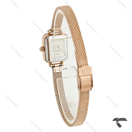 ساعت DW مینی Quadro زنانه رزگلد مشکی بند حصیری DW-10689-L
