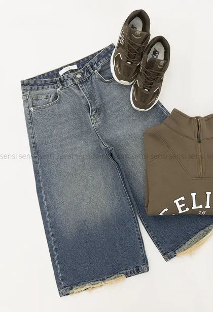 شلوارک جین واید فول بگ کد1004238