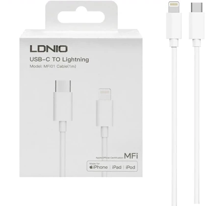 کابل تایپ سی به لایتنینگ الدنیو LDNIO مدل MFI01 یک متر