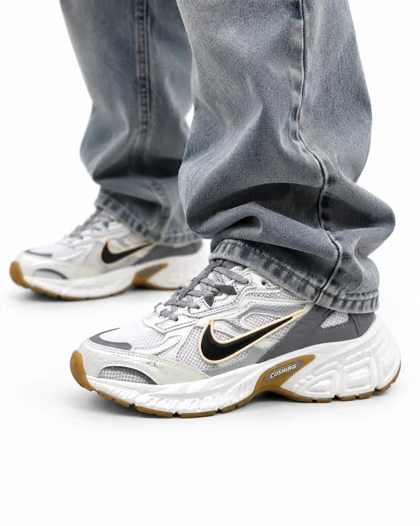 کفش کتانی مردانه مدل نایکیv5k سفید کرم طوسی Nike V5k