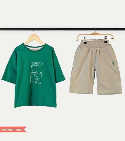 ست تیشرت سبز طرح فوتبال وشلوارک