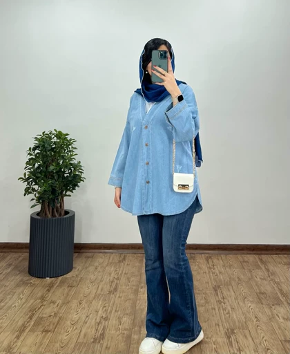 مانتو جین یقه دار نیایش(ایراد دار)