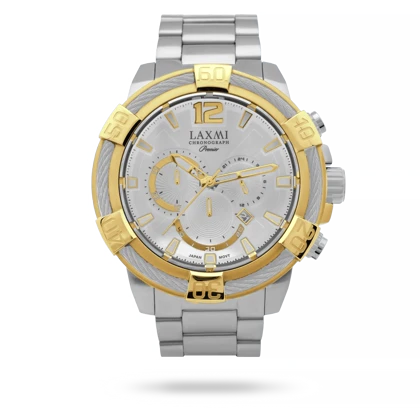 ساعت مچی مردانه لاکسمی بند استیل دو رنگ طلای نقره ای کد Laxmi 8123/6