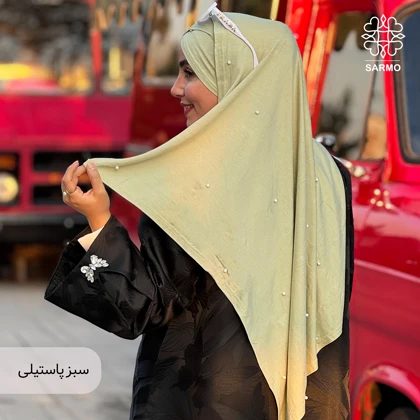 شال کویتی کشی با مروارید سفید