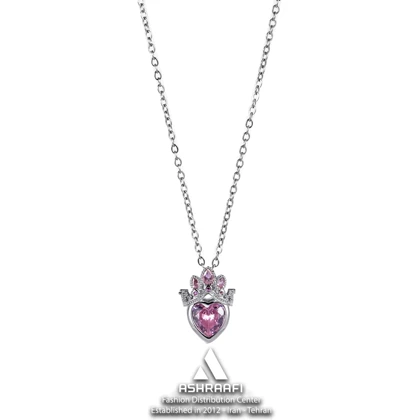 گردنبند راپونزل Pink Heart & Crown Necklace S