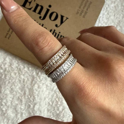 انگشتر با نگین تنیسی در دو رنگ