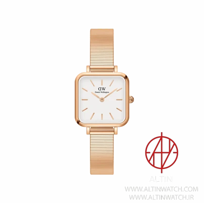 ساعت مچی زنانه دنیل ولینگتون (Daniel Wellington) مدل DW00100517 (کالکشن Quadro، قاب چهارگوش رزگلد، بند حصیری)