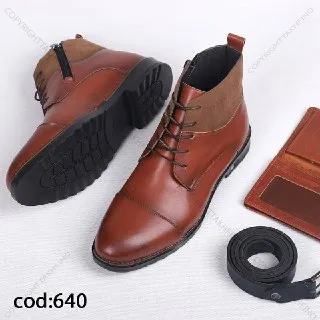 نیم بوت چرم قهوه ای عسلی - کد 640(Tb8)
