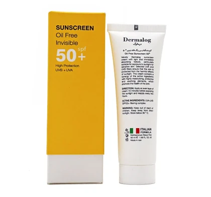 کرم ضد آفتاب فاقد چربی درمالوگ SPF50 بی رنگ 50 میل