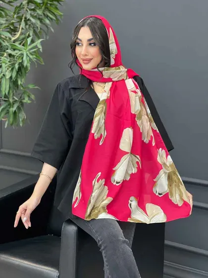 شال حریر نخ طرح گل