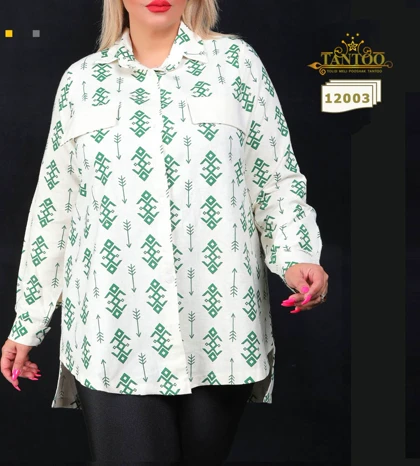 شومیز مانتویی زنانه سایز بزرگ کد 12003