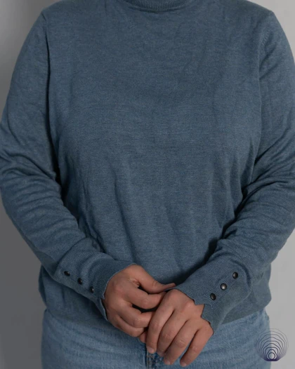 پلیور یقه اسکی زنانه C&A آبی خاکستری