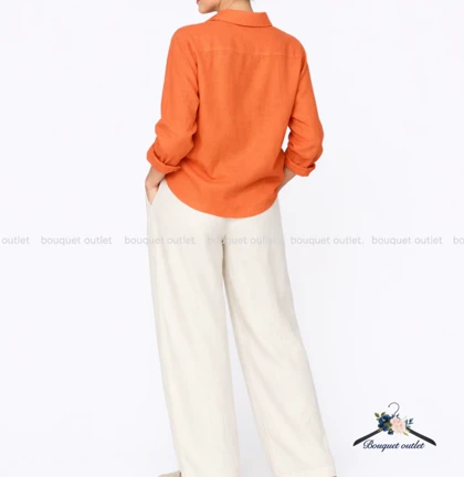 شومیز نارنجی گلدوزی Bershka