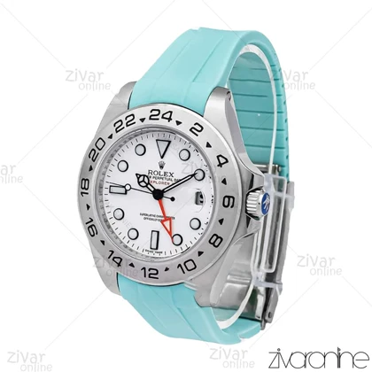 ساعت رولکس اکسپلور 2 مردانه قاب سیلور بند رابر آبی تیفانی 106604