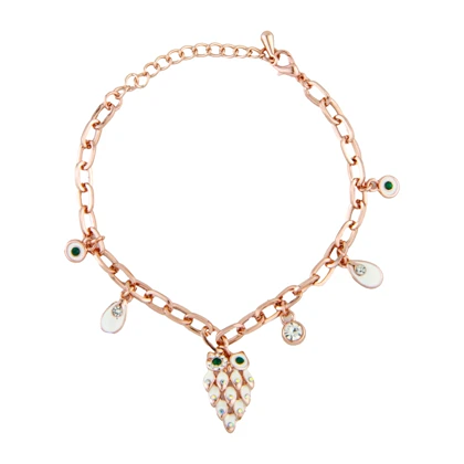 دستبند زنانه مدل جغد نگینی